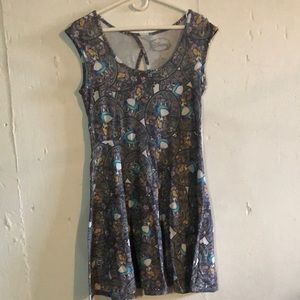 Alice in wonderland keyhole back skater dress